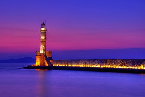  lighthouse in the Venetian harbor in Chania. 