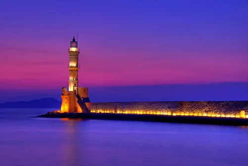  lighthouse in the Venetian harbor in Chania. 