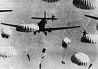 geramn airplanes dropping parachutists during the battle of Crete