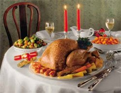 turkey, christmas table