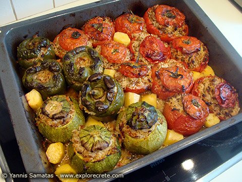 baked greek gemista stuffed tomatoes and vegetables recipe