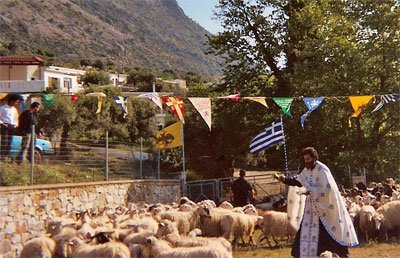 blessing the sheep on April 23 in Asi Gonia in Crete